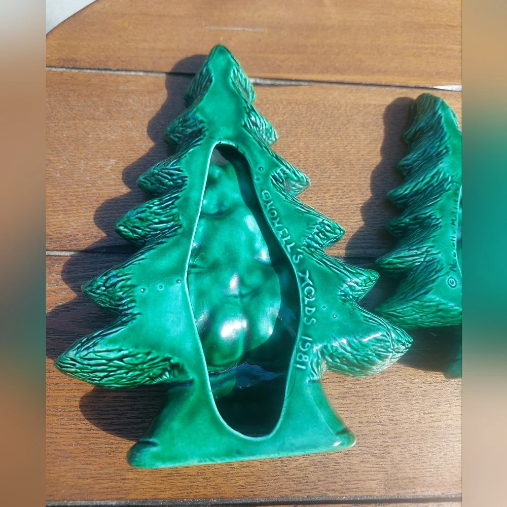 Vintage Nowells Molds Christmas Tree Candy Dishes Trinket Tray Display '81